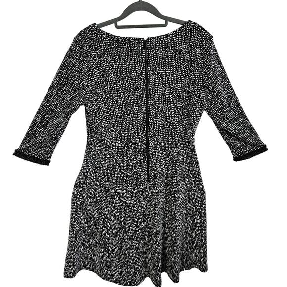 Taylor Women's 8 Elbow Sleeve Knee Length Dress Black White Dot Print Modest - Picture 4 of 6